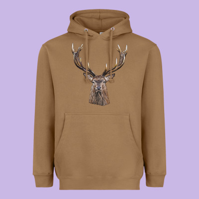 Elk Deer Head Heavyweight Hoodie Designed By Lillyallendesigns