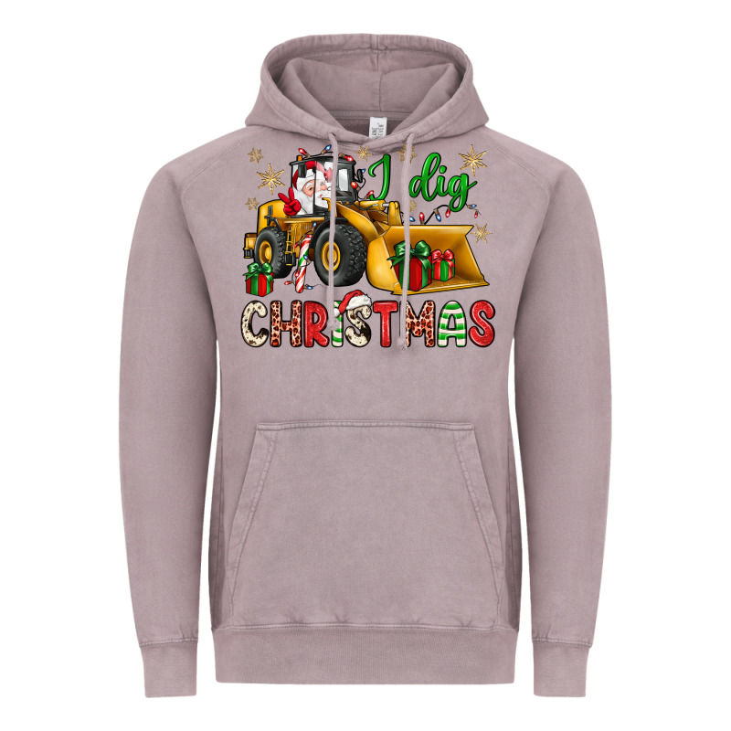 I Dig Christmas Bulldozer Santa Vintage Hoodie by JahusDesignShop | Teevron