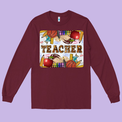 Teacher Long Sleeve Tee Designed By Lillyallendesigns