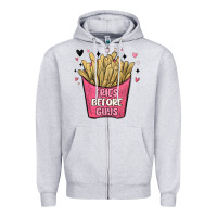 Heather Grey fries before guys Zipper Hoodie - MaliasSmallBusiness