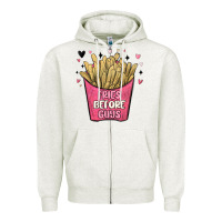 Oatmeal Heather fries before guys Zipper Hoodie - MaliasSmallBusiness
