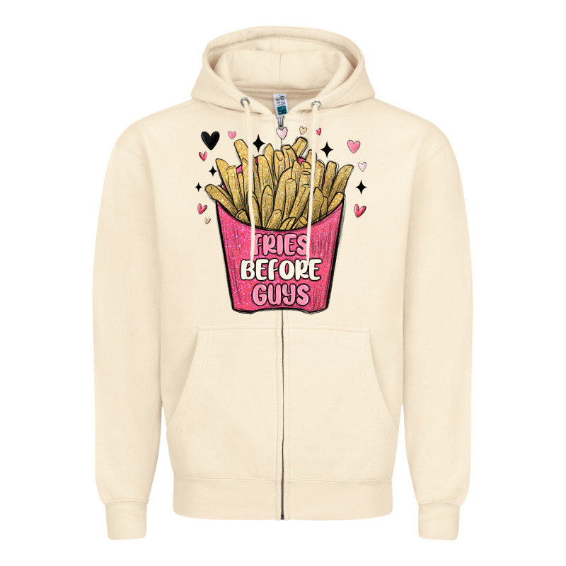 Fries Before Guys Zipper Hoodie by MaliasSmallBusiness | Teevron