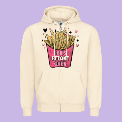 Fries Before Guys Zipper Hoodie Designed By Maliassmallbusiness