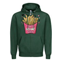 Sports Green fries before guys Zipper Hoodie - MaliasSmallBusiness