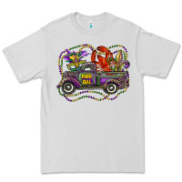 Dove Grey mardi gras truck with mask fleur de lis and crawfish Premium Tee - RanaPortraitStore