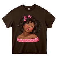 Chocolate Brown afro black girlchild kiss with bow Heavy Core Tee - texasbilliewilder