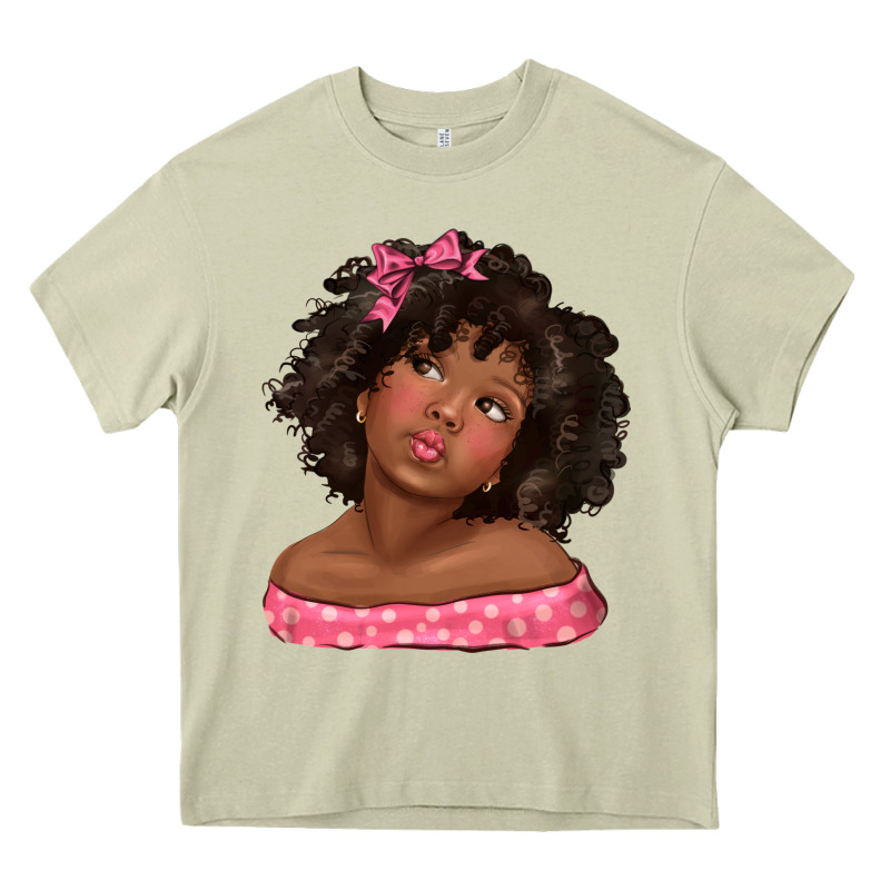 Afro Black Girlchild Kiss With Bow Heavy Core Tee by texasbilliewilder | Teevron