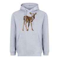 Heather Grey white tailed fawn deer Heavyweight Hoodie - LillyAllenDesigns