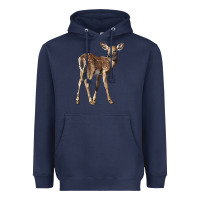 Navy white tailed fawn deer Heavyweight Hoodie - LillyAllenDesigns