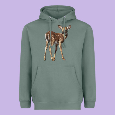 White Tailed Fawn Deer Heavyweight Hoodie Designed By Lillyallendesigns