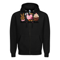 Black peace love bake Zipper Hoodie - NancyCooperArtShop
