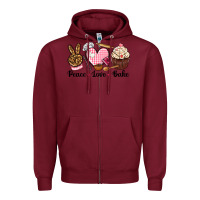 Burgundy peace love bake Zipper Hoodie - NancyCooperArtShop