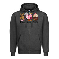Charcoal Heather peace love bake Zipper Hoodie - NancyCooperArtShop