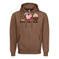 Chestnut peace love bake Zipper Hoodie - NancyCooperArtShop