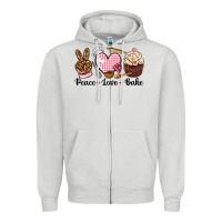 Dove Grey peace love bake Zipper Hoodie - NancyCooperArtShop
