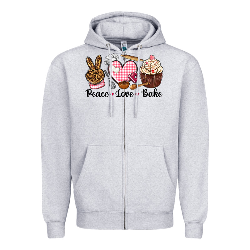 Peace Love Bake Zipper Hoodie by NancyCooperArtShop | Teevron