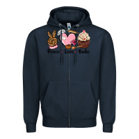 Navy peace love bake Zipper Hoodie - NancyCooperArtShop