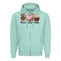 Seafoam peace love bake Zipper Hoodie - NancyCooperArtShop