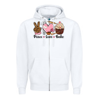 White peace love bake Zipper Hoodie - NancyCooperArtShop