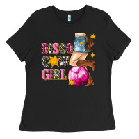 Black disco cowgirl Ladies Tee - texasbilliewilder