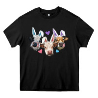 Black Easter Cows With Bunny Ears Heavy Core Tee - RanaPortraitStore