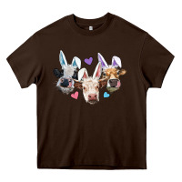 Chocolate Brown Easter Cows With Bunny Ears Heavy Core Tee - RanaPortraitStore