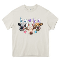 Cream Easter Cows With Bunny Ears Heavy Core Tee - RanaPortraitStore