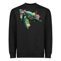 Black sea turtle with lotus Heavyweight Sweatshirt - Artiststas
