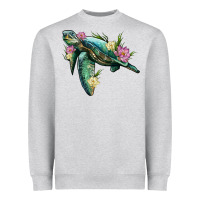 Heather Grey sea turtle with lotus Heavyweight Sweatshirt - Artiststas