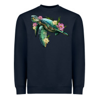 Navy sea turtle with lotus Heavyweight Sweatshirt - Artiststas