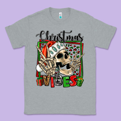 Christmas Vibes Skeleton Classic Tee Designed By Jasminsmagicworld