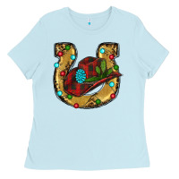 Baby Blue Christmas Horseshoe Ladies Tee - RanaPortraitStore