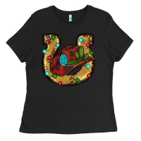 Black Christmas Horseshoe Ladies Tee - RanaPortraitStore