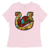 Bubblegum Pink Christmas Horseshoe Ladies Tee - RanaPortraitStore