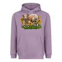 Lavender simmental bull with sunflowers Heavyweight Hoodie - LillyAllenDesigns