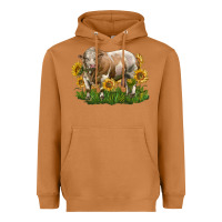 Meerkat simmental bull with sunflowers Heavyweight Hoodie - LillyAllenDesigns