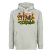 Moon Dust simmental bull with sunflowers Heavyweight Hoodie - LillyAllenDesigns