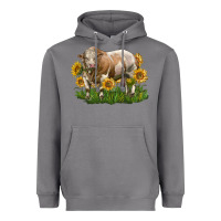 Storm simmental bull with sunflowers Heavyweight Hoodie - LillyAllenDesigns