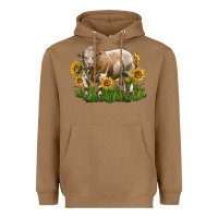 Toasted Coconut simmental bull with sunflowers Heavyweight Hoodie - LillyAllenDesigns