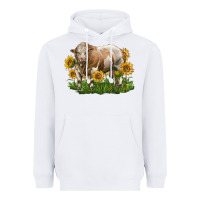 White simmental bull with sunflowers Heavyweight Hoodie - LillyAllenDesigns