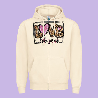 Love Like Jesus Zipper Hoodie Designed By Maliassmallbusiness