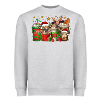 Heather Grey christmas cows coffee Heavyweight Sweatshirt - Jasminsmagicworld