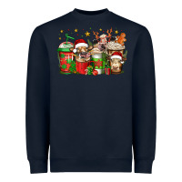 Navy christmas cows coffee Heavyweight Sweatshirt - Jasminsmagicworld