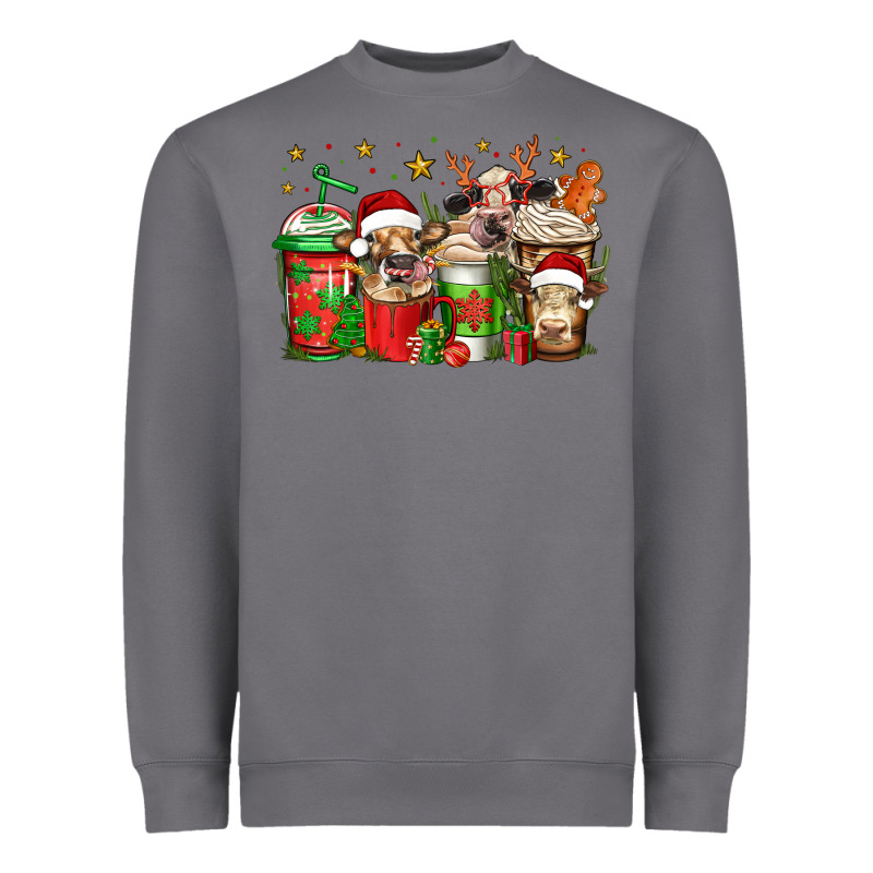 Christmas Cows Coffee Heavyweight Sweatshirt by Jasminsmagicworld | Teevron