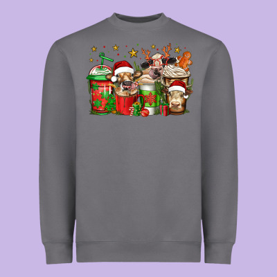 Christmas Cows Coffee Heavyweight Sweatshirt Designed By Jasminsmagicworld