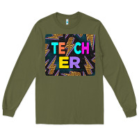 Army Green Teacher Flash Long Sleeve Tee - LillyAllenDesigns