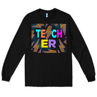 Black Teacher Flash Long Sleeve Tee - LillyAllenDesigns