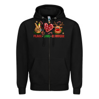 Peace Love Reindeer Christmas Zipper Hoodie | Teevron