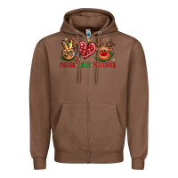 Chestnut peace love reindeer christmas Zipper Hoodie - NancyCooperArtShop