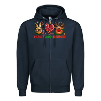 Navy peace love reindeer christmas Zipper Hoodie - NancyCooperArtShop